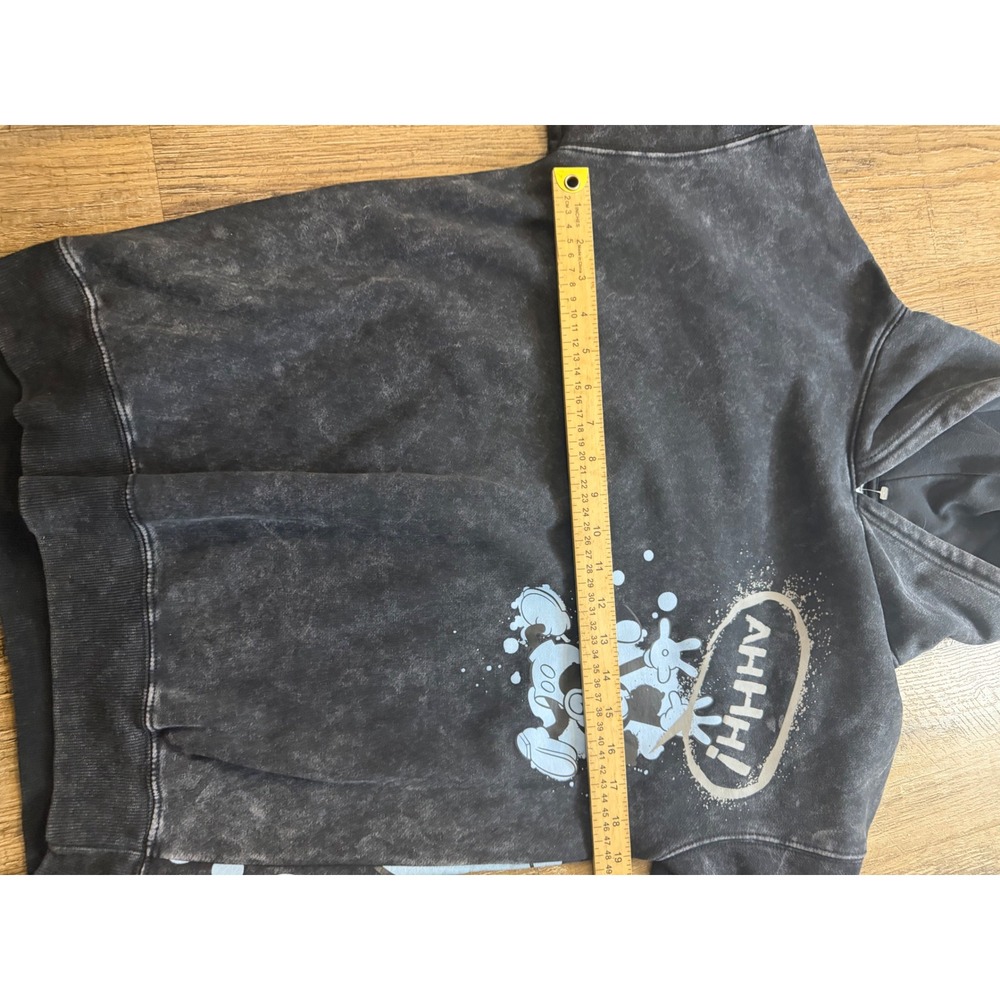 Disney Mickey Mouse Acid Wash Hoodie XS Black Graphic Sweatshirt FL248172MM-F24 - Picture 6 of 8